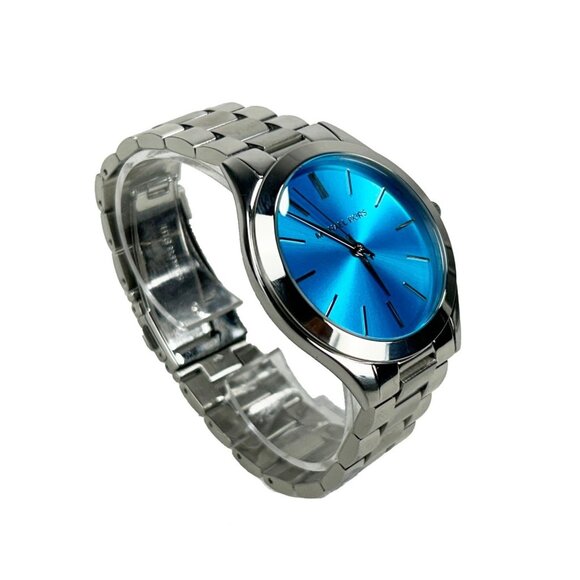 NEW Michael Kors MK3292 Slim Runway Stainless Steel Watch Silver Blue Dial Women - Picture 4 of 7